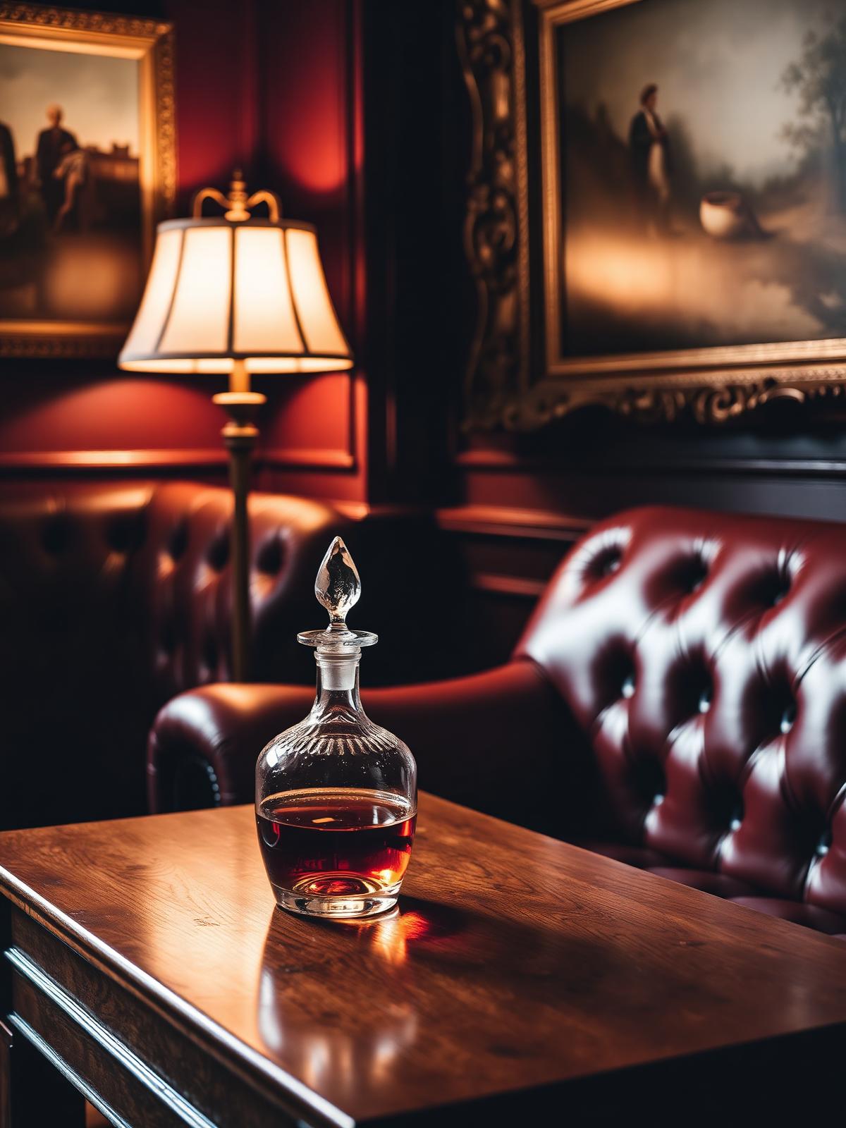 A leather chesterfield in a private members club